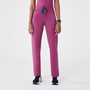 Figs Women's Straight Leg Pants - Pink with Teal Accents